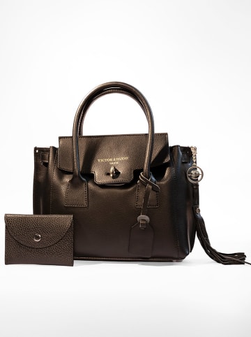 Victor & Hugo Paris Skórzana torebka "Set Jeny" w kolorze czarnym - 25 x 19 x 7 cm