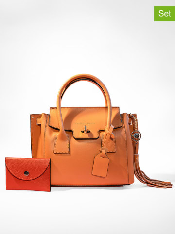 Victor & Hugo Paris Leder-Henkeltasche "Set Jeny" in Orange - (B)25 x (H)19 x (T)7 cm