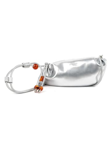Victor & Hugo Paris Leder-Schultertasche "Aina" in Silber - (B)26 x (H)12 x (T)5 cm