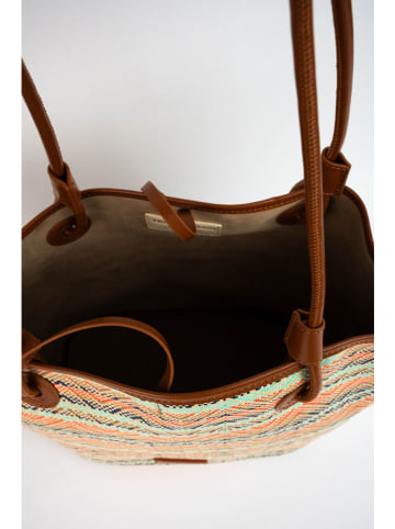 Victor & Hugo Paris Shopper bag "Solea" w kolorze brązowym ze wzorem - 50 x 28 x 18 cm