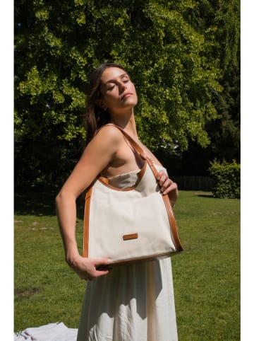 Victor & Hugo Paris Schultertasche "Zaya" in Creme/ Hellbraun - (B)35 x (H)37 x (T)14 cm
