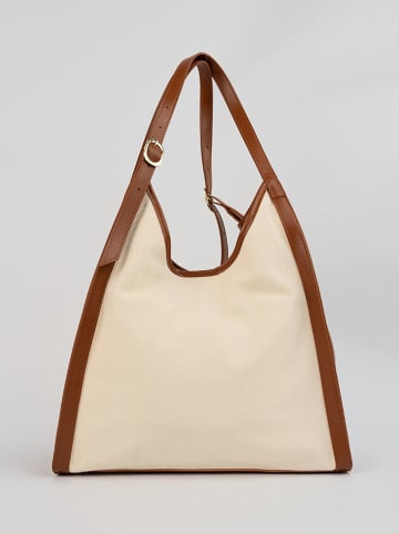 Victor & Hugo Paris Schultertasche "Zaya" in Creme/ Hellbraun - (B)35 x (H)37 x (T)14 cm