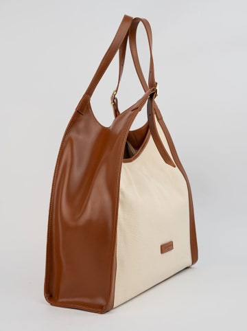 Victor & Hugo Paris Schultertasche "Zaya" in Creme/ Hellbraun - (B)35 x (H)37 x (T)14 cm