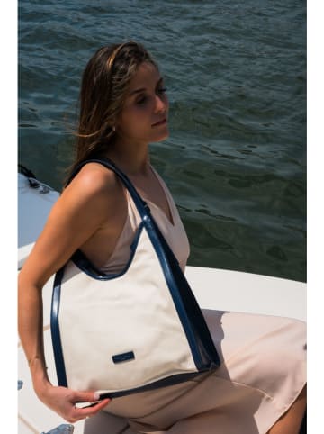 Victor & Hugo Paris Schultertaschen "Zaya" in Beige/ Dunkelblau - (B)35 x (H)37 x (T)14 cm