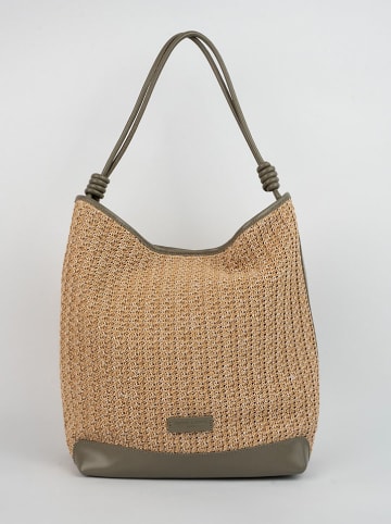 Victor & Hugo Paris Schultertasche "Luzia" in Beige/ Grün - (B)28 x (H)34 x (T)15 cm