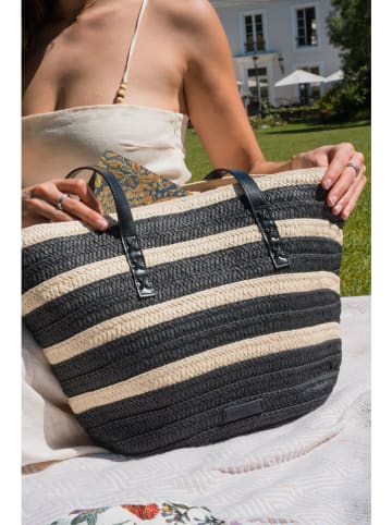 Victor & Hugo Paris Torba plażowa "Isora" w kolorze czarno-kremowym - 28 x 30 x 15 cm