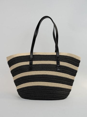 Victor & Hugo Paris Torba plażowa "Isora" w kolorze czarno-kremowym - 28 x 30 x 15 cm