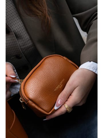 Victor & Hugo Paris Skórzany portfel "Gema" w kolorze karmelowym - 15 x 5 cm