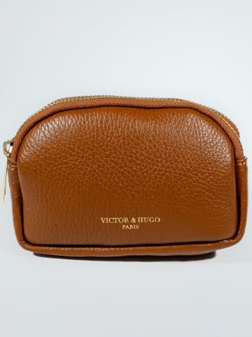 Victor & Hugo Paris Skórzany portfel "Gema" w kolorze karmelowym - 15 x 5 cm