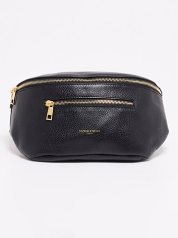 Victor & Hugo Paris Leder-Gürteltasche "Isla" in Schwarz - (B)40 x (H)15 x (T)3 cm