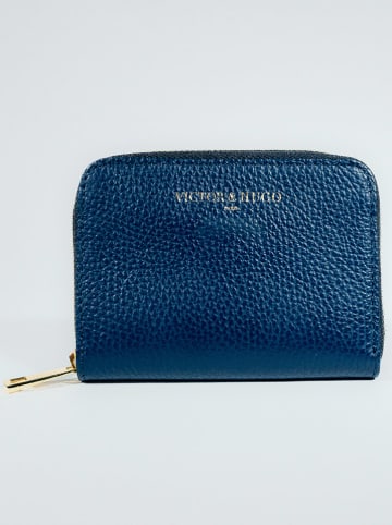 Victor & Hugo Paris Leder-Geldbörse "Kam" in Blau - (B)15 x (H)10 x (T)3 cm