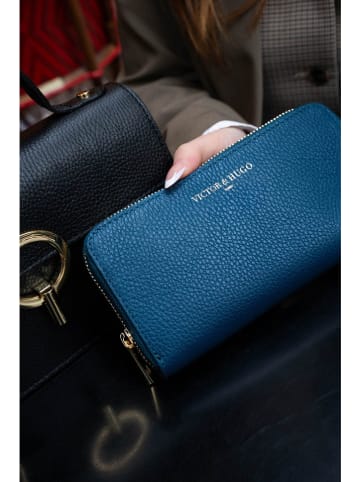 Victor & Hugo Paris Leren portemonnee "Selma" blauw - (B)20 x (H)10 x (D)3 cm