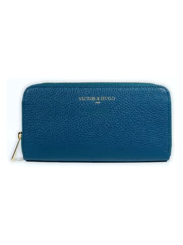 Victor & Hugo Paris Leder-Geldbörse "Selma" in Blau - (B)20 x (H)10 x (T)3 cm
