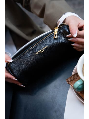 Victor & Hugo Paris Leder-Kosmetiktasche "Laya" in Schwarz - (B)20 x (H)10 x (T)3 cm