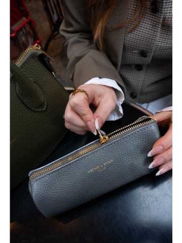 Victor & Hugo Paris Leder-Kosmetiktasche "Laya" in Grau - (B)20 x (H)10 x (T)3 cm