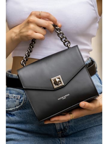 Victor & Hugo Paris Skórzana torebka "Thea" w kolorze czarnym - 19 x 17 x 10 cm