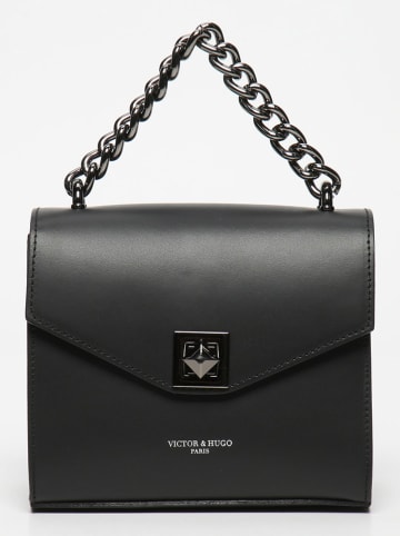 Victor & Hugo Paris Leder-Umhängetasche "Thea" in Schwarz - (B)19 x (H)17 x (T)10 cm
