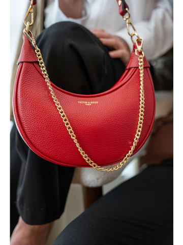 Victor & Hugo Paris Leder-Schultertasche "Tiva" in Rot - (B)23 x (H)13 x (T)6 cm