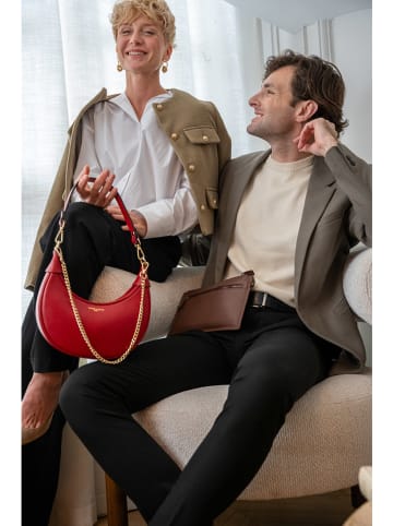 Victor & Hugo Paris Leder-Schultertasche "Tiva" in Rot - (B)23 x (H)13 x (T)6 cm