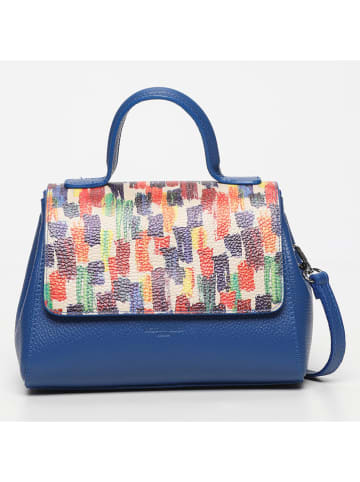 Victor & Hugo Paris Leder-Henkeltasche "Amalia" in Blau/ Bunt - (B)24 x (H)17 x (T)10 cm