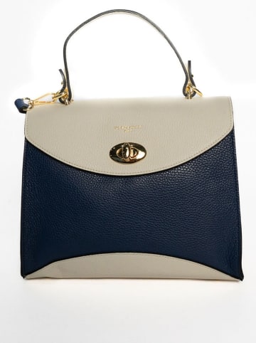 Victor & Hugo Paris Leren handtas "Winy" donkerblauw/wit - (B)29 x (H)22 x (D)11,5 cm