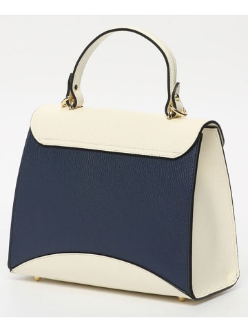 Victor & Hugo Paris Leren handtas "Winy" donkerblauw/wit - (B)29 x (H)22 x (D)11,5 cm