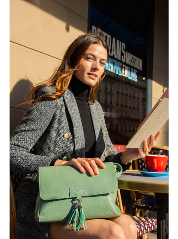 Victor & Hugo Paris Leder-Schultertasche "Indila" in Grün - (B)28,5 x (H)21 x (T)9 cm