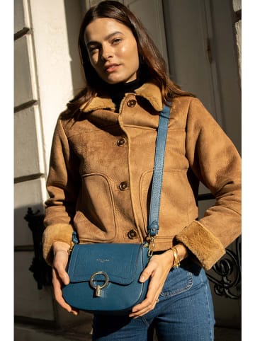 Victor & Hugo Paris Leder-Umhängetasche "Silvia" in Blau - (B)23 x (H)18 x (T)7 cm