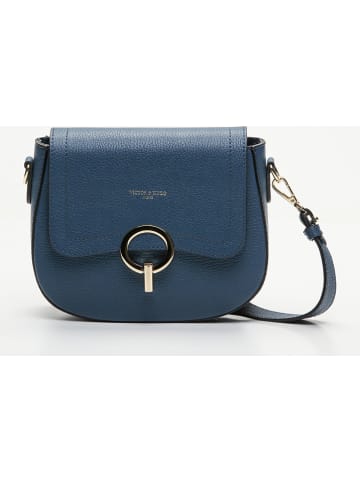 Victor & Hugo Paris Leder-Umhängetasche "Silvia" in Blau - (B)23 x (H)18 x (T)7 cm