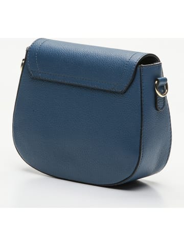 Victor & Hugo Paris Leder-Umhängetasche "Silvia" in Blau - (B)23 x (H)18 x (T)7 cm