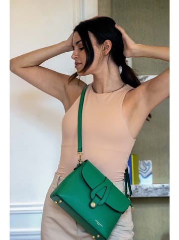 Victor & Hugo Paris Leder-Umhängetasche "Ella" in Grün - (B)24 x (H)17 x (T)9 cm