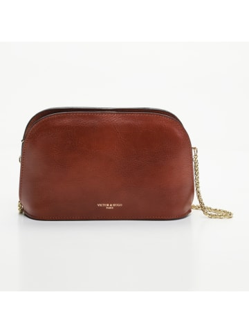 Victor & Hugo Paris Leder-Umhängetasche "Nora" in Braun - (B)24 x (H)16 x (T)6,5 cm
