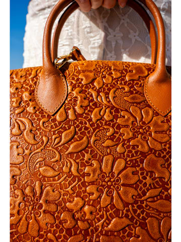 Victor & Hugo Paris Skórzana torebka "Madison" w kolorze jasnobrązowym - 38 x 27 x 15 cm