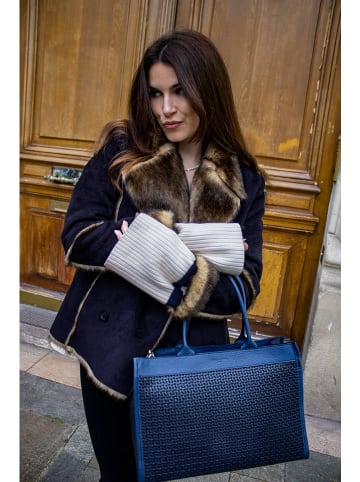 Victor & Hugo Paris Leder-Henkeltasche "Nina" in Dunkelblau - (B)37 x (H)27 x (T)12 cm