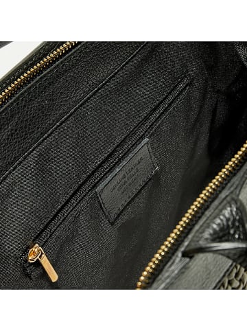 Victor & Hugo Paris Leder-Schultertasche "Nina" in Schwarz/ Khaki - (B)37 x (H)27 x (T)12 cm