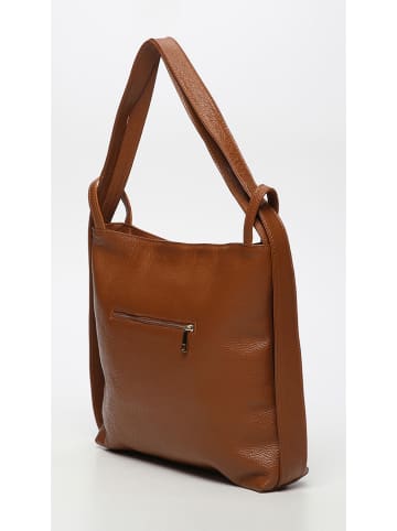 Victor & Hugo Paris Skórzana torebka "Teva" w kolorze karmelowym - 40 x 36 x 9 cm