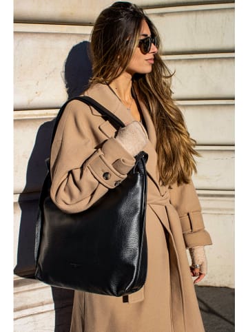 Victor & Hugo Paris Skórzana torebka "Teva" w kolorze czarnym - 40 x 36 x 9 cm