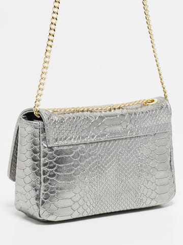 Victor & Hugo Paris Leder-Schultertasche "Kiera" in Silber - (B)21 x (H)15 x (T)7 cm