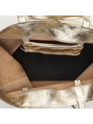 Victor & Hugo Paris Leder-Shopper "Vog" in Gold - (B)50 x (H)28 x (T)12 cm