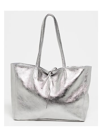 Victor & Hugo Paris Leder-Shopper "Vog" in Silber - (B)50 x (H)28 x (T)12 cm