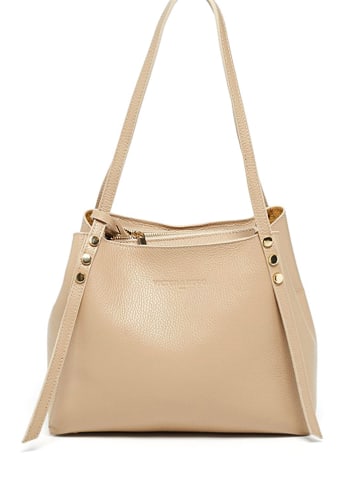 Victor & Hugo Paris Leren schoudertas "Yda" beige - (B)30 x (H)24 x (D)13 cm