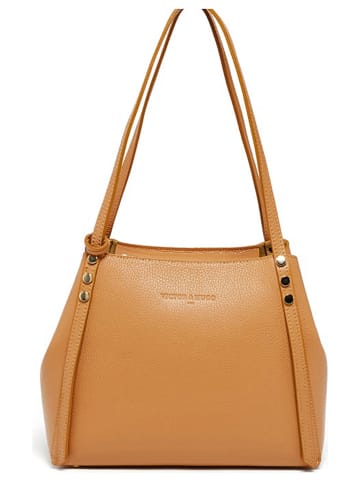 Victor & Hugo Paris Leder-Schultertasche "Yda" in Camel - (B)30 x (H)24 x (T)13 cm