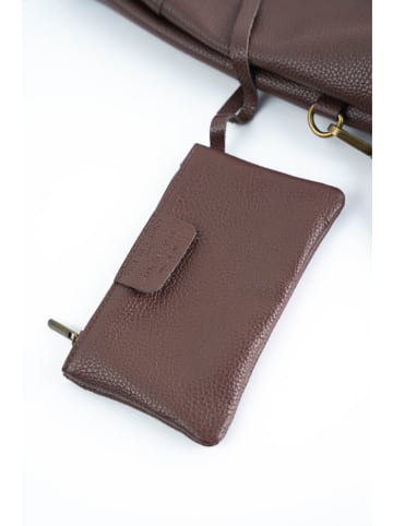 Victor & Hugo Paris Leder-Shopper "Orlane" in Braun - (B)40 x (H)35 x (T)5 cm