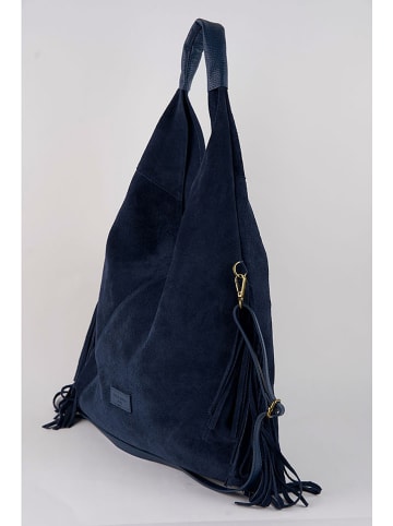 Victor & Hugo Paris Leren schoudertas "Sorrel" donkerblauw - (B)40 x (H)35 x (D)3 cm