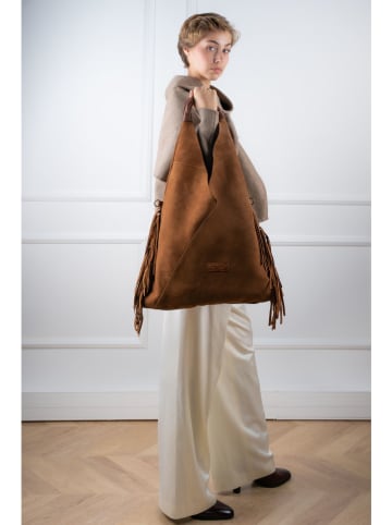 Victor & Hugo Paris Leder-Schultertasche "Sorrel" in Braun - (B)40 x (H)35 x (T)3 cm