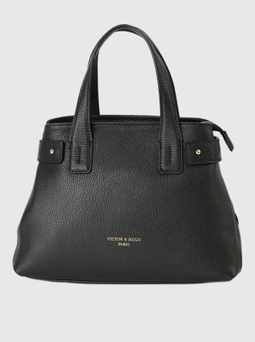 Victor & Hugo Paris Leder-Henkeltasche "Mini Luna" in Schwarz - (B)28 x (H)20 x (T)11 cm