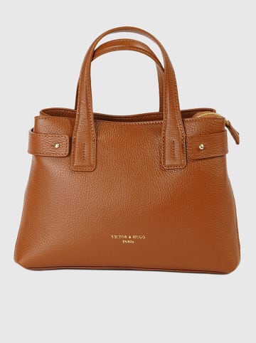 Victor & Hugo Paris Leder-Henkeltasche "Mini Luna" in Hellbraun - (B)28 x (H)20 x (T)11 cm