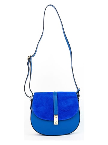 Victor & Hugo Paris Leder-Umhängetasche "Rhea" in Blau - (B)24 x (H)19 x (T)6 cm