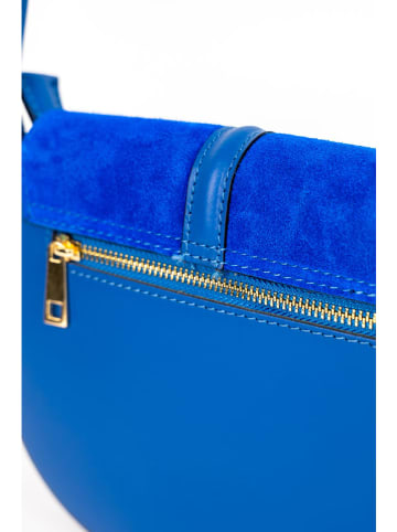 Victor & Hugo Paris Leder-Umhängetasche "Rhea" in Blau - (B)24 x (H)19 x (T)6 cm