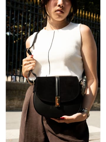 Victor & Hugo Paris Leder-Umhängetasche "Rhea" in Schwarz - (B)24 x (H)19 x (T)6 cm